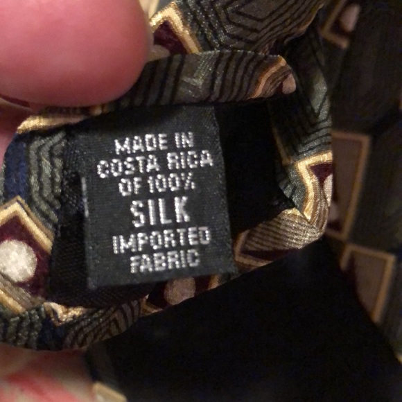 BILL BLASS Black Label Mens Silk Tie Green Gold Red Dot Square Career Luxe GOLF - Picture 7 of 15